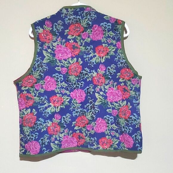 ORVIS Floral Print Button Down Quilted Vest - Size X-Large - Picture 2 of 8